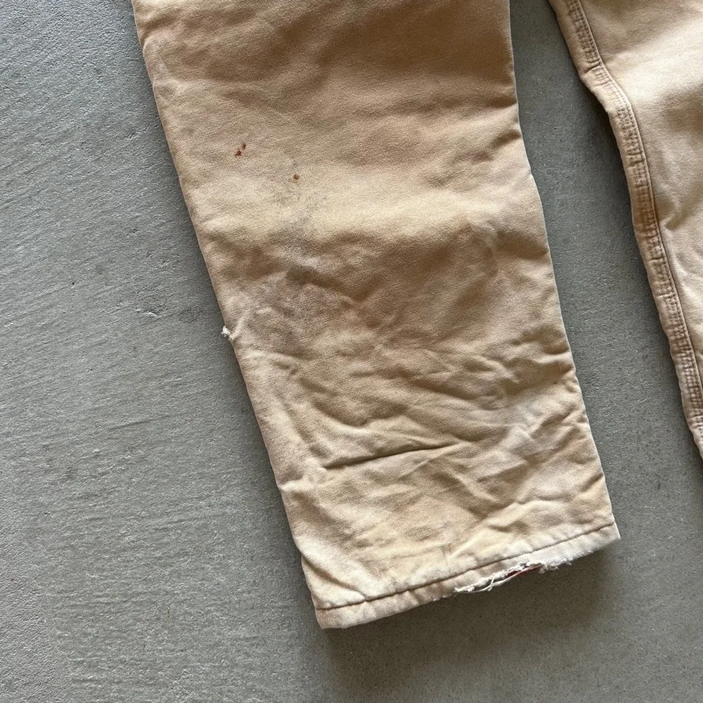 Vintage 90s Carhartt Overalls Size 40x30 Tan Duck Canvas Carpenter Workwear Bibs - Picture 8 of 10
